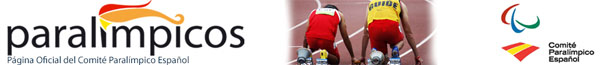 Cabecera de la Web Oficial del Comité Paralímpico Español, con una foto y dos corredores representando el Atletismo
