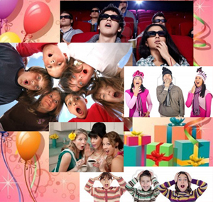 Grupos de personas juntas con caras de sorpresa