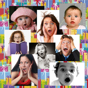 Personas de diferentes edades con cara de sorpresa