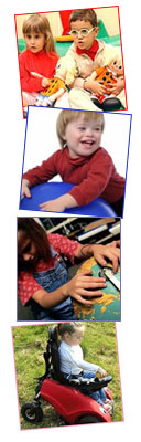 Distintos niños con discapacidades diferentes jugando con juguetes accesibles para ellos (Fuente: HopToys.es)