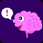 Cerebro rosa, con oos y boca.