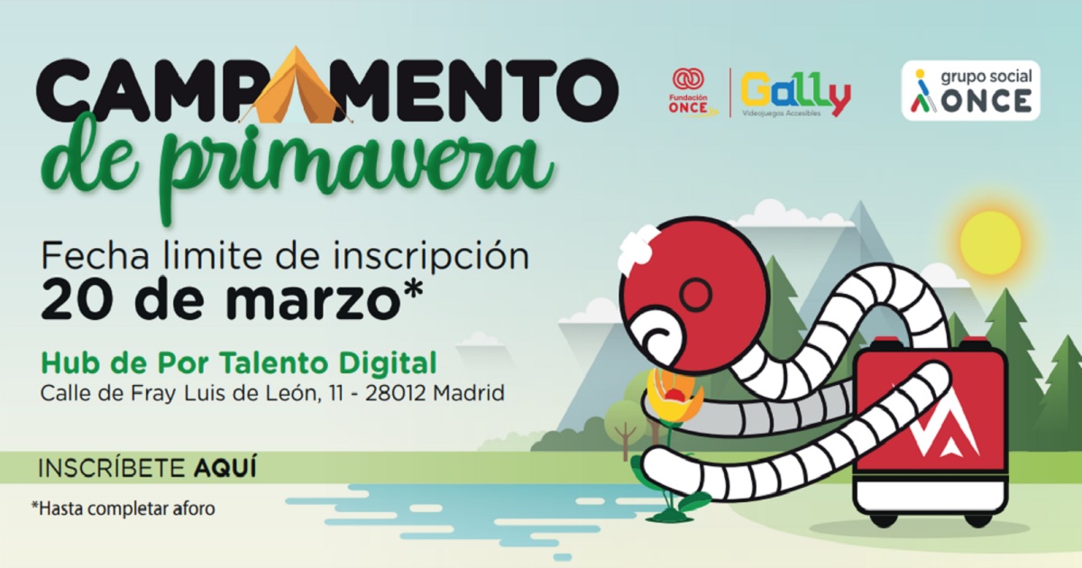 Banner del Campamento de Primavera de videojuegos accesibles de Fundación ONCE