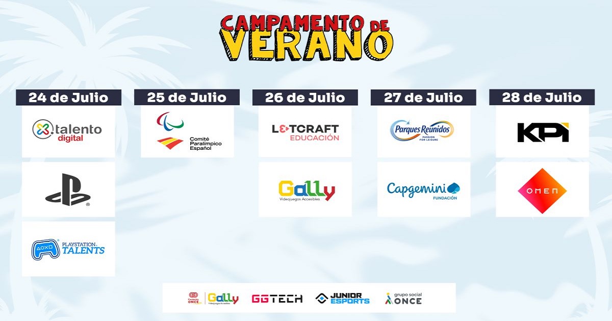 Calendario de actividades del Campamento de Verano de Videojuegos Accesibles para todos en Madrid