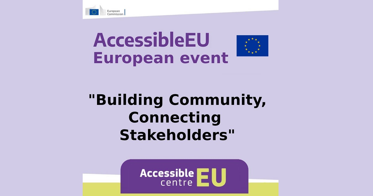 Banner del evento europeo AccessibleEU: Construyendo comunidad, conectando partes interesadas