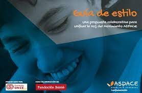 Portada de la Guía de estilo del Movimiento ASPACE, donde se ve la cara de una joven sonriendo