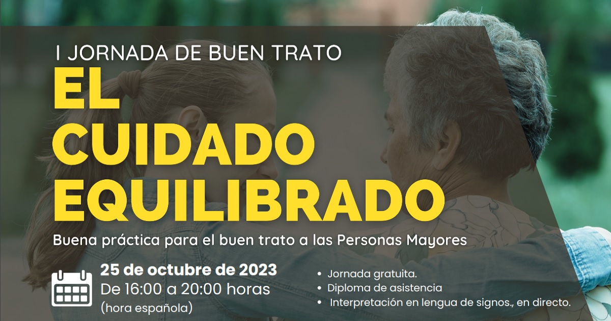 Banner de la Jornada sobre Cuidado Equilibrado. Buena práctica para la atención a Personas Mayores de UDP
