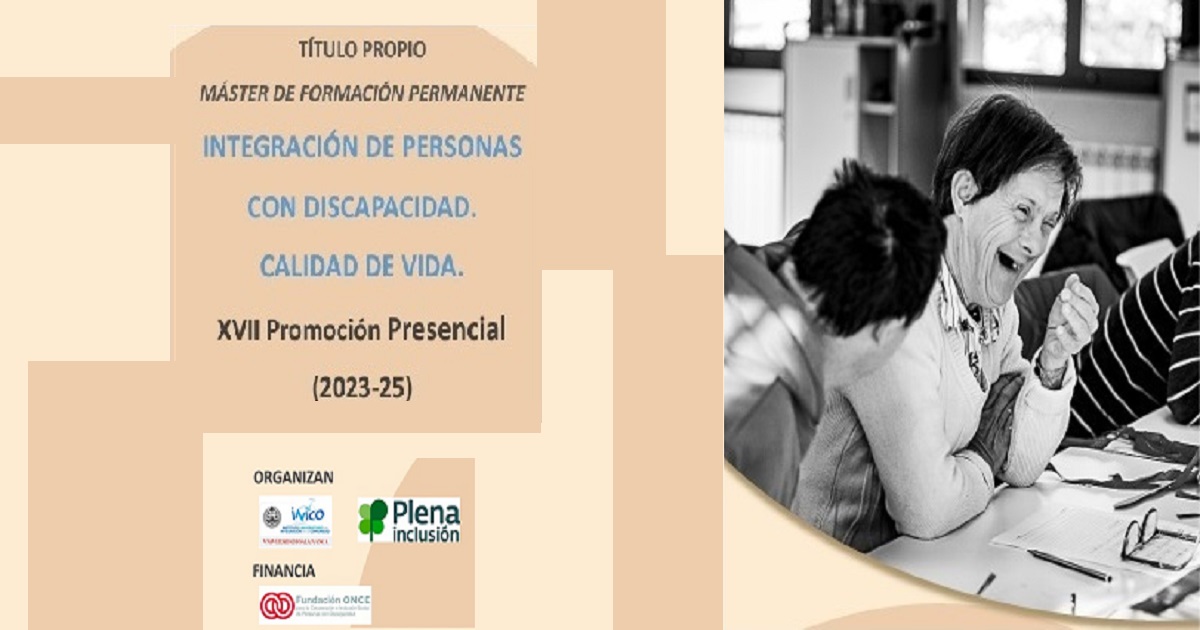 Banner del Máster en “Integración de Personas con Discapacidad. Calidad de Vida (INICO-Plena Inclusión)”