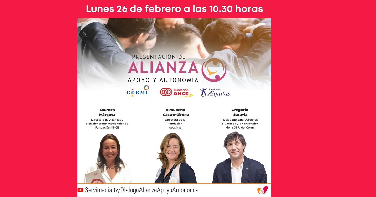 Banner del diálogo para la presentación de 'Alianza, Apoyo y Autonomía' (Fuente: Servimedia)