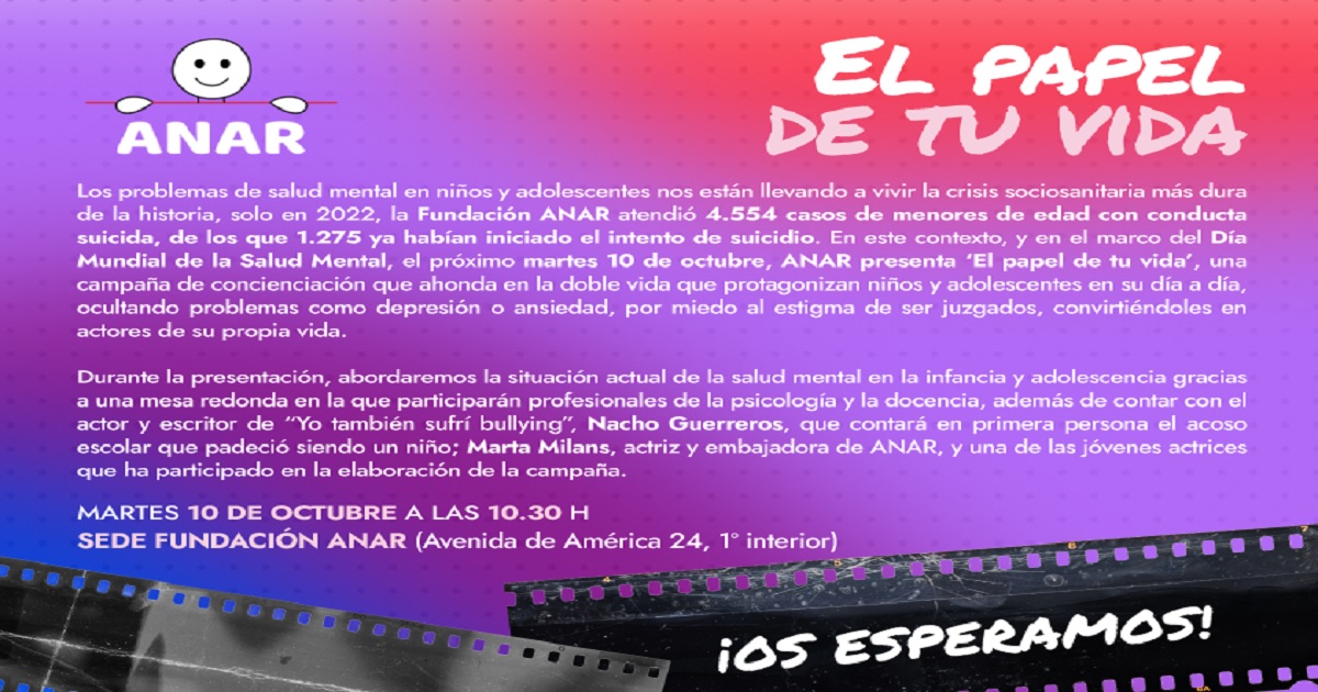 Banner de la campaña "El papel de tu vida" de la Fundación ANAR