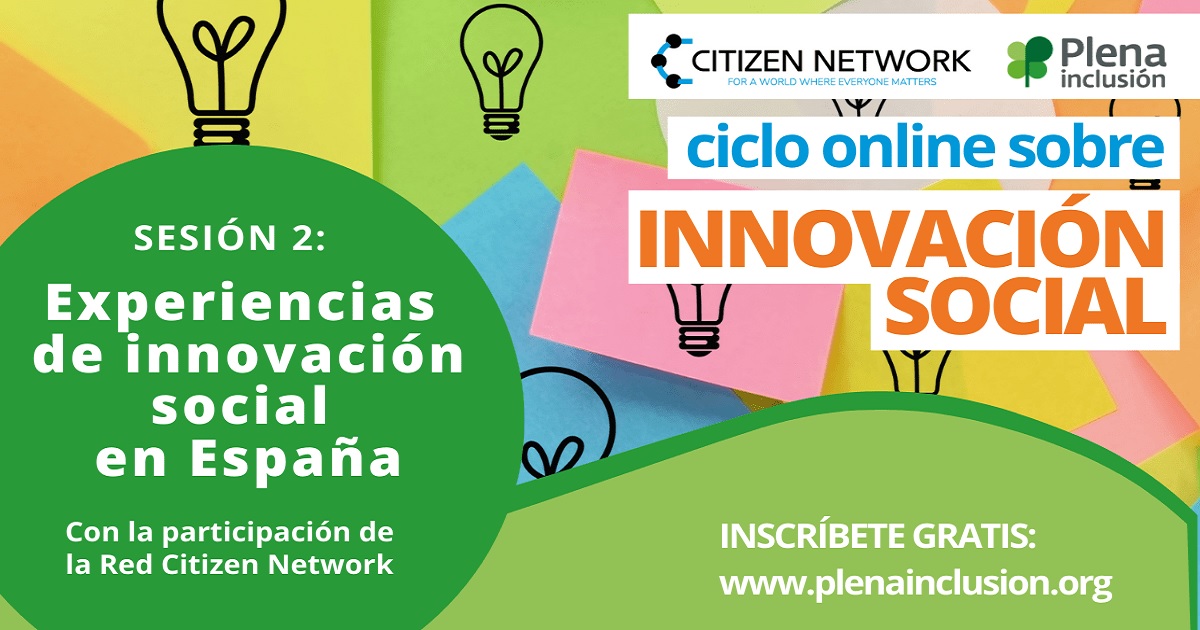 Banner del 2º Ciclo de seminarios de Innovación Social. Historias de innovaciones sociales (Fuente: Plena inclusión España)