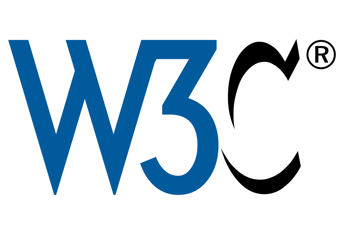 Aparece el nombre de la organización W3C. las letras w y 3 en azul y la letra c en blanco y negro.