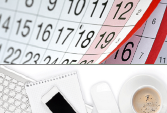 Parte de una hoja de un calendario y objetos de escritorio. Fichas didácticas