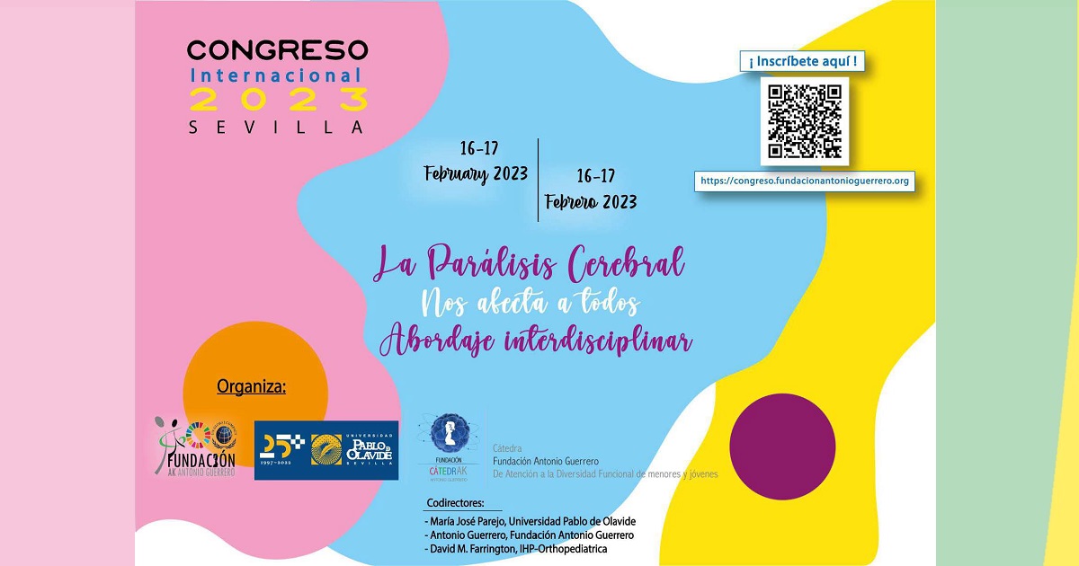 Cartel del I Congreso Internacional de Parálisis Cerebral Sevilla 2023