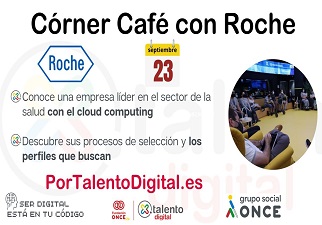 Baner del ‘Córner café’ con la empresa Roche