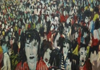 Fotografía del cuadro Autorretrato de Ángel Baltasar, de la exposición ÉXODOS Y ROMERÍAS