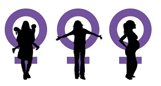 silueta de mujer con niños, con brazos abiertos o con tripa de embarazada, días fértiles