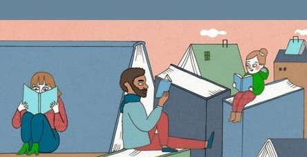 Personas leyendo un libro