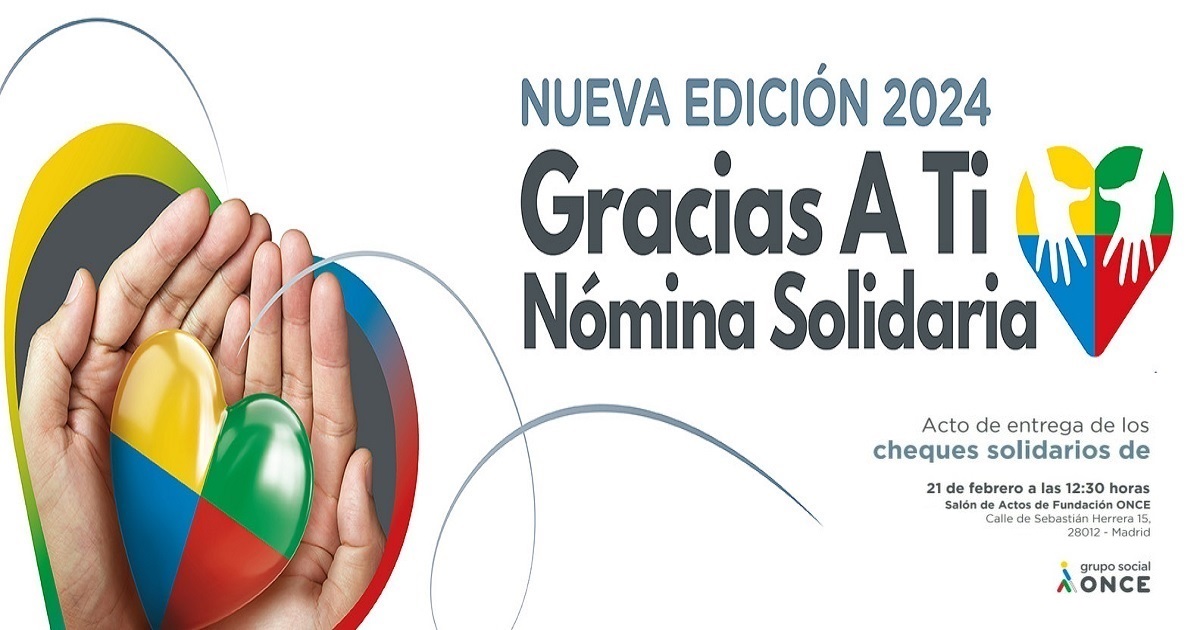Banner de la entrega de los cheques solidarios del programa de Nómina Solidaria GRACIAS A TI 2023 (Fuente: Grupo Social ONCE)