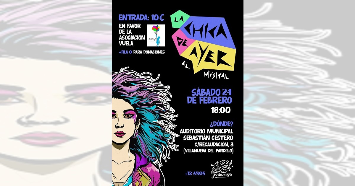 Banner del musical en beneficio de la Asociación Vuela - La Chica de Ayer
