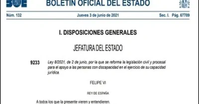 Publicación del BOE sobre la reforma legal sobre discapacidad en España