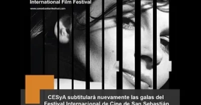 Cartel donde se informa que CESyA subtitulará nuevamente las galas del Festival Internacional de Cine de San Sebastián
