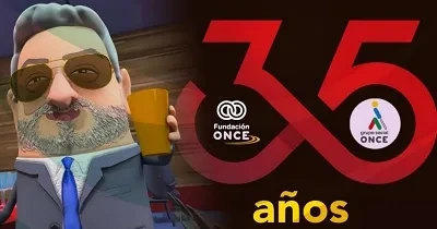 Fotograma de la serie animada ‘ON Fologüers’ de Fundación ONCE en la que se ve a Miguel Carballeda convertido en uno de los personajes (Fuente: Fundación ONCE)