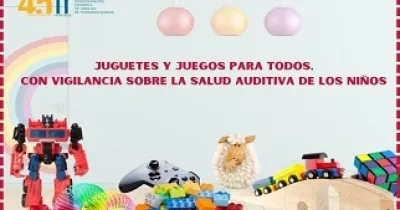 Banner de FIAPAS sobre la guía de Juguetes y juegos para todos, con vigilancia sobre la salud auditiva de los niños