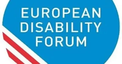Detalle del logotipo del Foro Europeo de la Discapacidad (EDF, por sus siglas en inglés)
