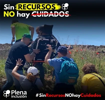 cartel que dice "sin recursos no hay cuidados"