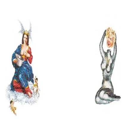 exposicion de Jai Rius de una mujer vestida y otro de la silueta de una mujer sujetando una cabeza