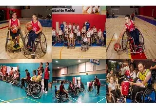 niños en la Escuela de Baloncesto en Silla de Ruedas