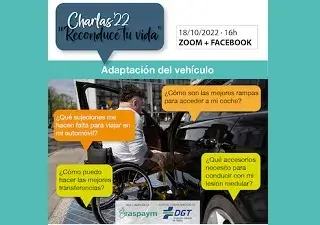 Banner de la charla ‘Reconduce tu vida’, de Aspaym y la DGT, donde analizarán la adaptación de vehículos para personas con discapacidad