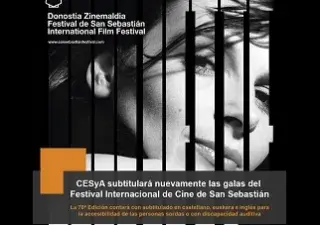 Cartel donde se informa que CESyA subtitulará nuevamente las galas del Festival Internacional de Cine de San Sebastián