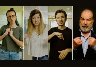 Imágenes de la campaña para la prevención del acoso escolar en la juventud sorda, con la colaboración del actor Antonio Resines