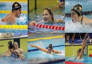 Algunos de los representantes del equipo español de natación paralímpica que han ganado medallas como Toni Ponce, Nuria Marqués, Marta Fernández, Anastasiya Dmytriv, Sarai Gascón y Michelle Alonso (Fuente: Comité Paralímpico Español)