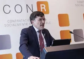 El vicepresidente ejecutivo de Fundación ONCE, Alberto Durán, durante su intervención en el Foro de la Contratación Socialmente Responsable