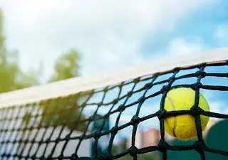 Una pelota de tenis en la red (Fuente: Servimedia)
