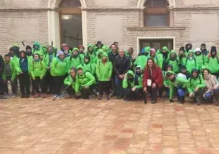 Momento del desarrollo de la primera de las cuatro etapas que completarán cien peregrinos con discapacidad intelectual y del desarrollo (Fuente: Plena inclusión Región de Murcia)