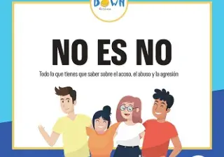 Portada de la guía NO ES NNO con un grupo de 4 jóvenes en el centro